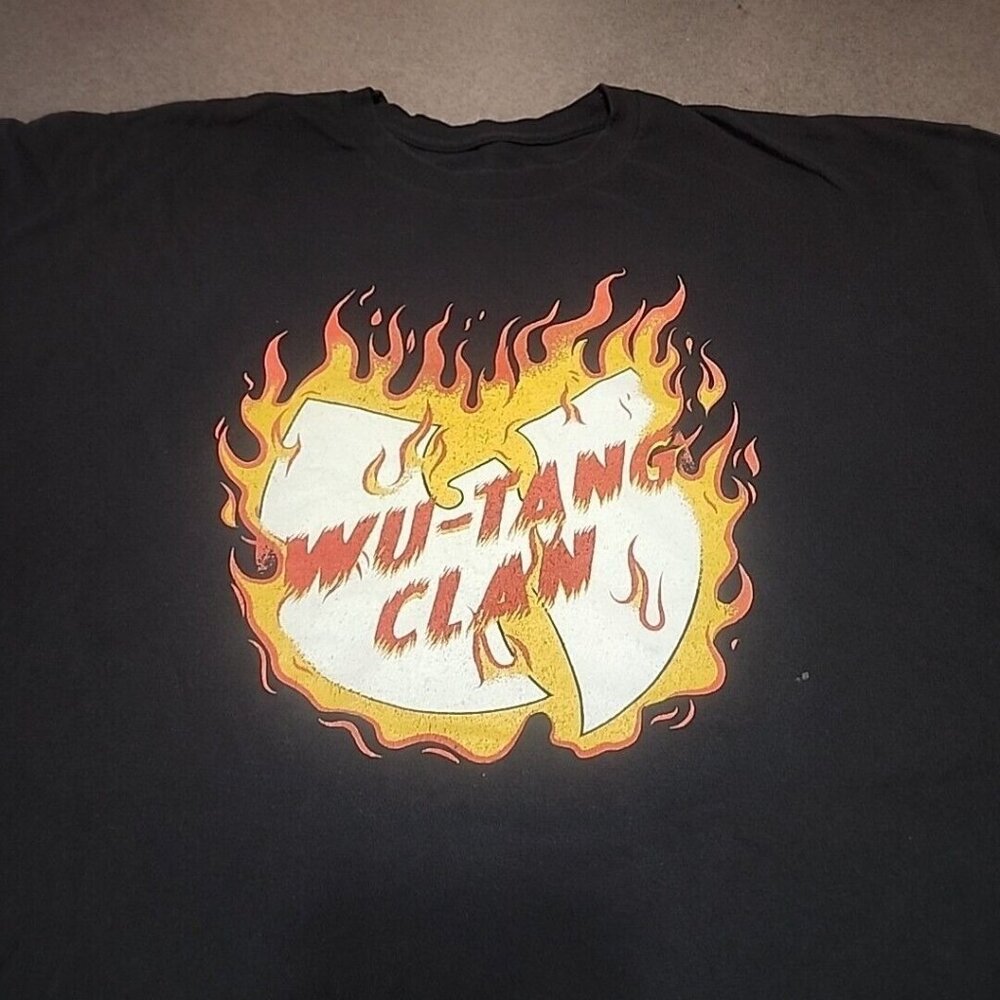 Wu Tang Clan Flame Logo  Adult 2xl Men's Black short sleeve Tshirt